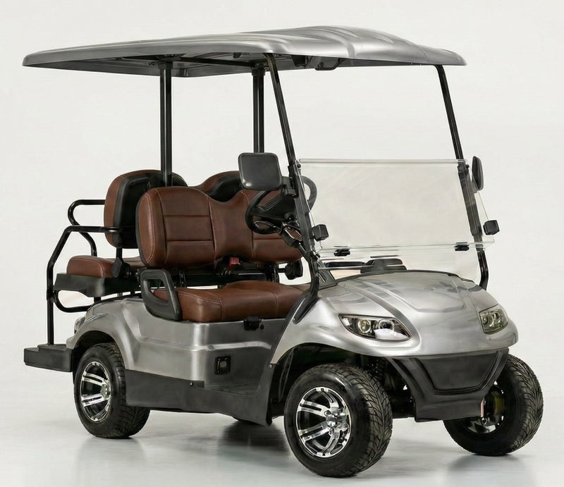 EPIC 2+2 Non-Lifted Electric Golf Cart with Lithium Battery 105Ah & Standard Tires | 4-Seater LSEV (Silver) - Image 3